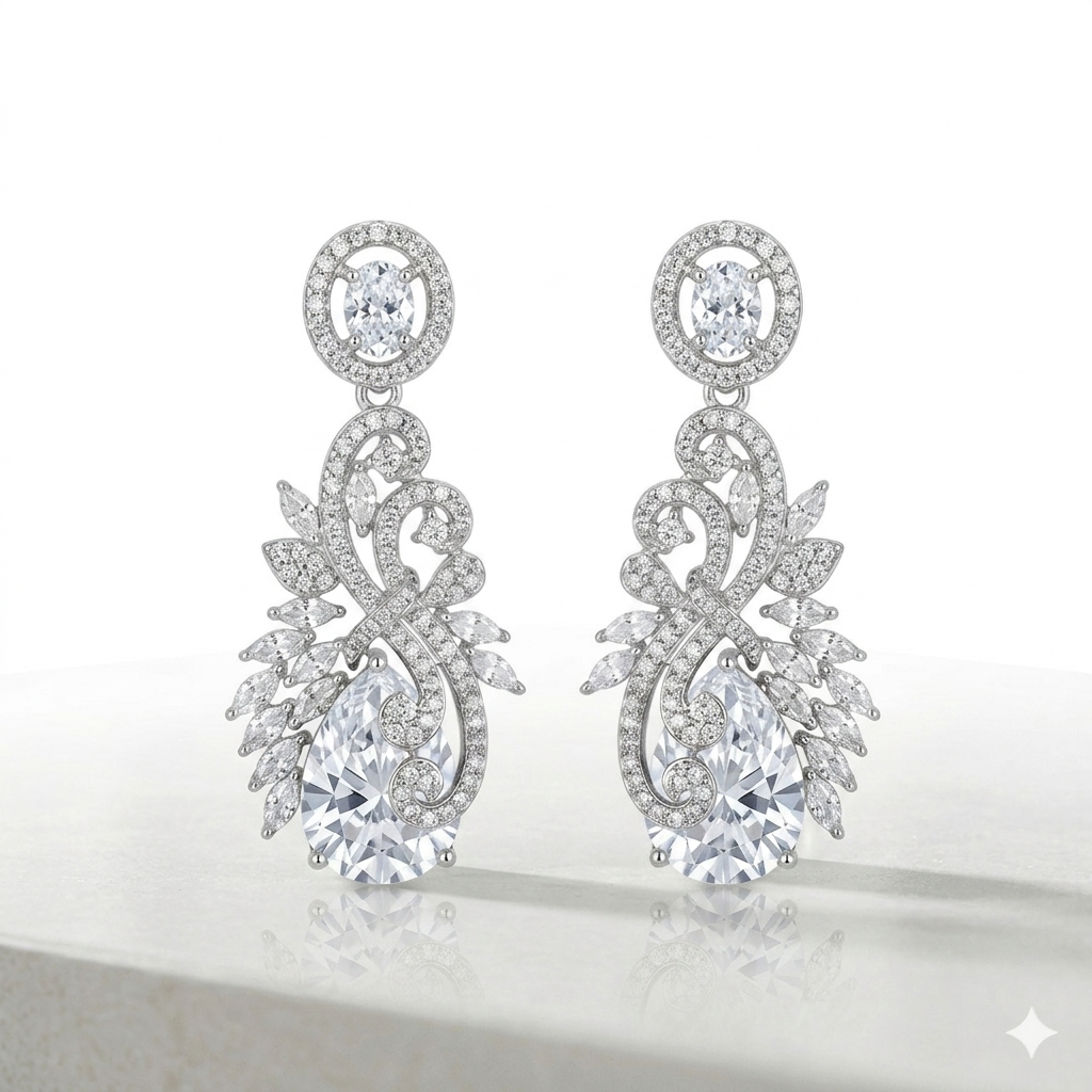 Red Stone Hanging Earrings – Gold Plated Elegance