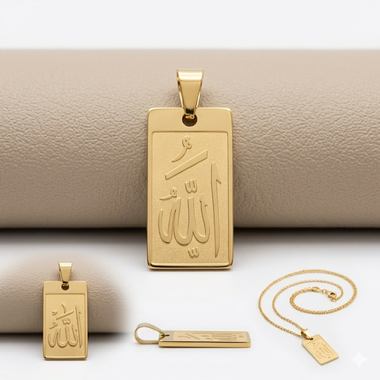 Allah Name Pendant | Islamic Gold/Silver Pendant Necklace for Spiritual Elegance