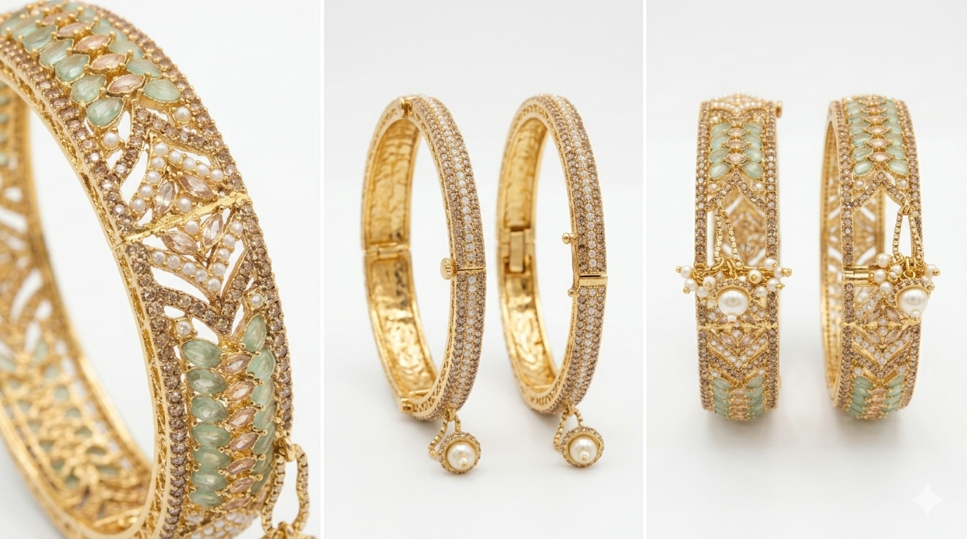 Elegant Stone Bangles – Sparkling & Stylish Design