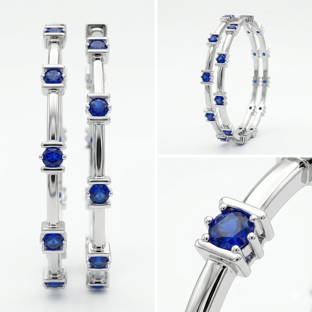 Elegant Blue Stone Bangles – Sparkling & Stylish Design