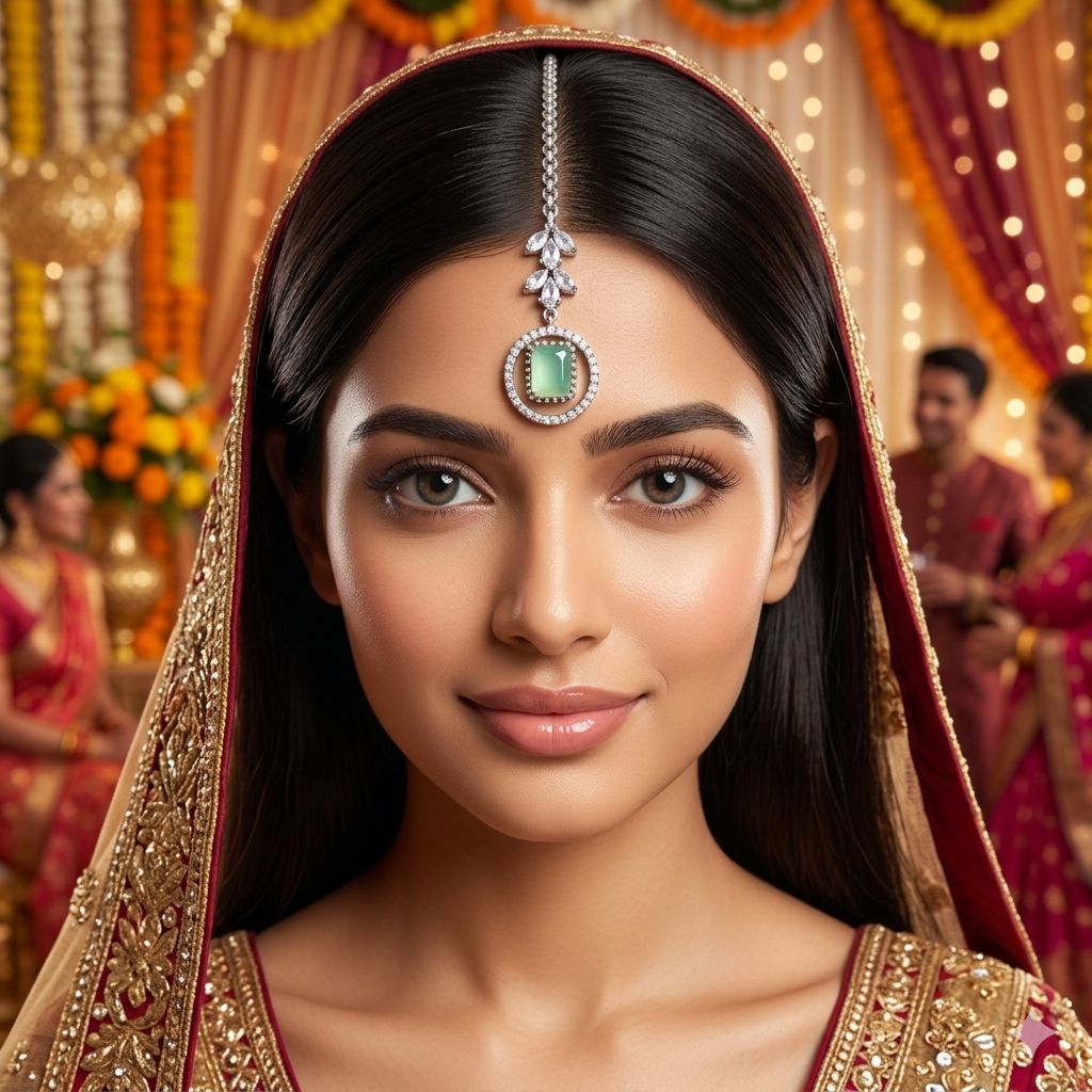 Elegant Gold Plated Bindia – Traditional & Stylish Forehead Jewelry