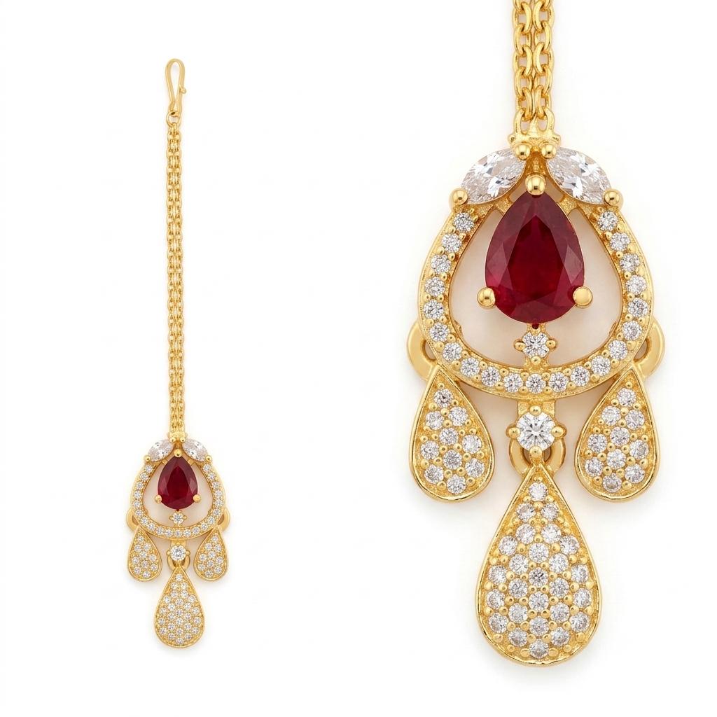 Gold Plated Bindia – Elegant Traditional Forehead Jewelry