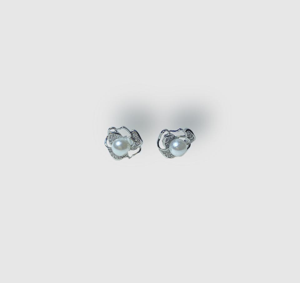 Classic Pearl Silver Stud Earrings