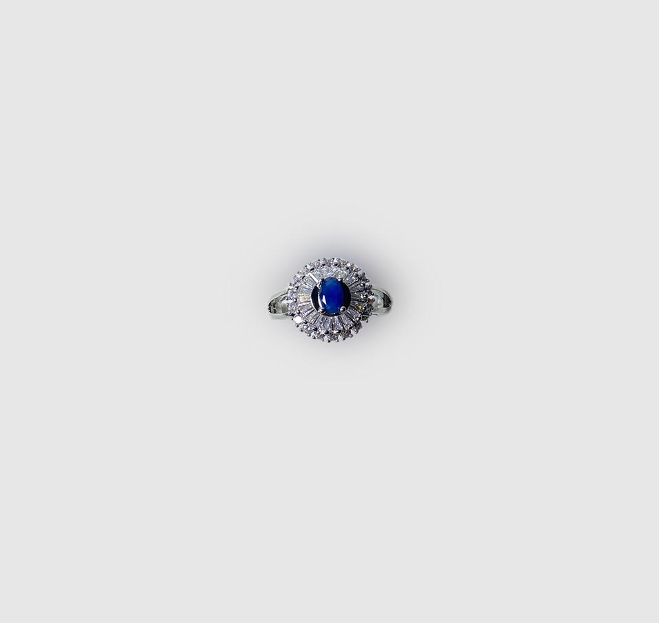 Royal Blue Sapphire Halo Ring