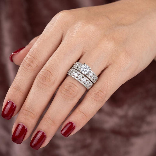 Double Zircon Ring Elegant Double Zircon Adjustable Ring for Women