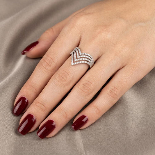 Zircon Ring Elegant Zircon Adjustable Ring for Women