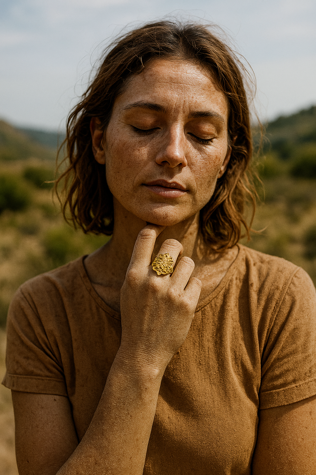 Gold Plated Golden Leaf Ring – Elegant Nature Inspired Design
