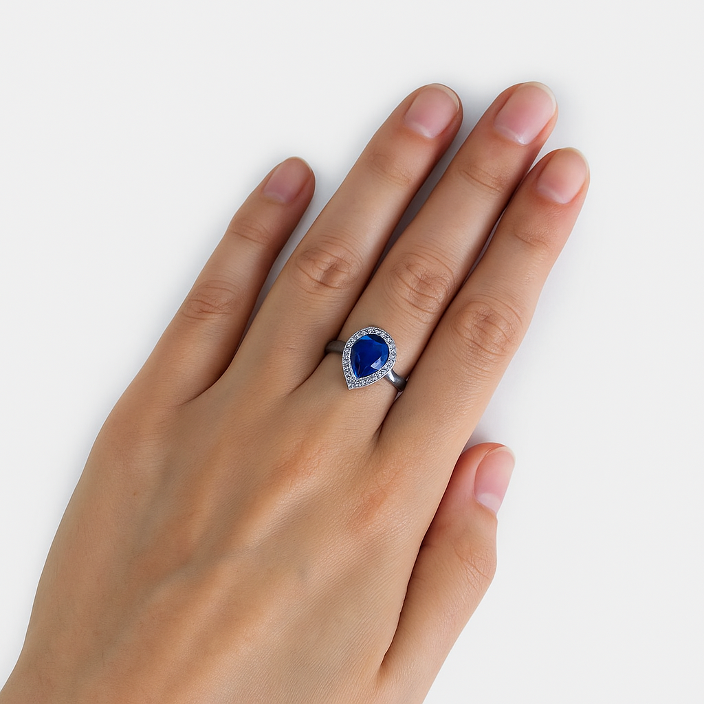Blue Stone Silver Plated Ring – Elegant & Stylish
