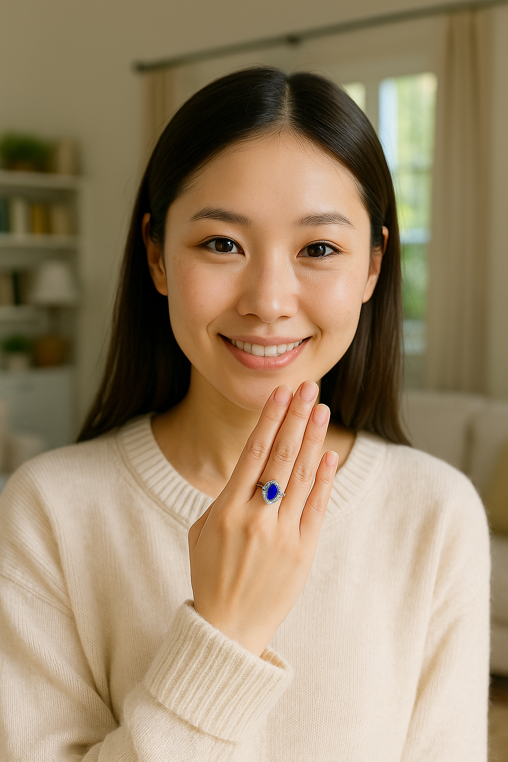 Blue Stone Silver Plated Ring – Elegant & Stylish