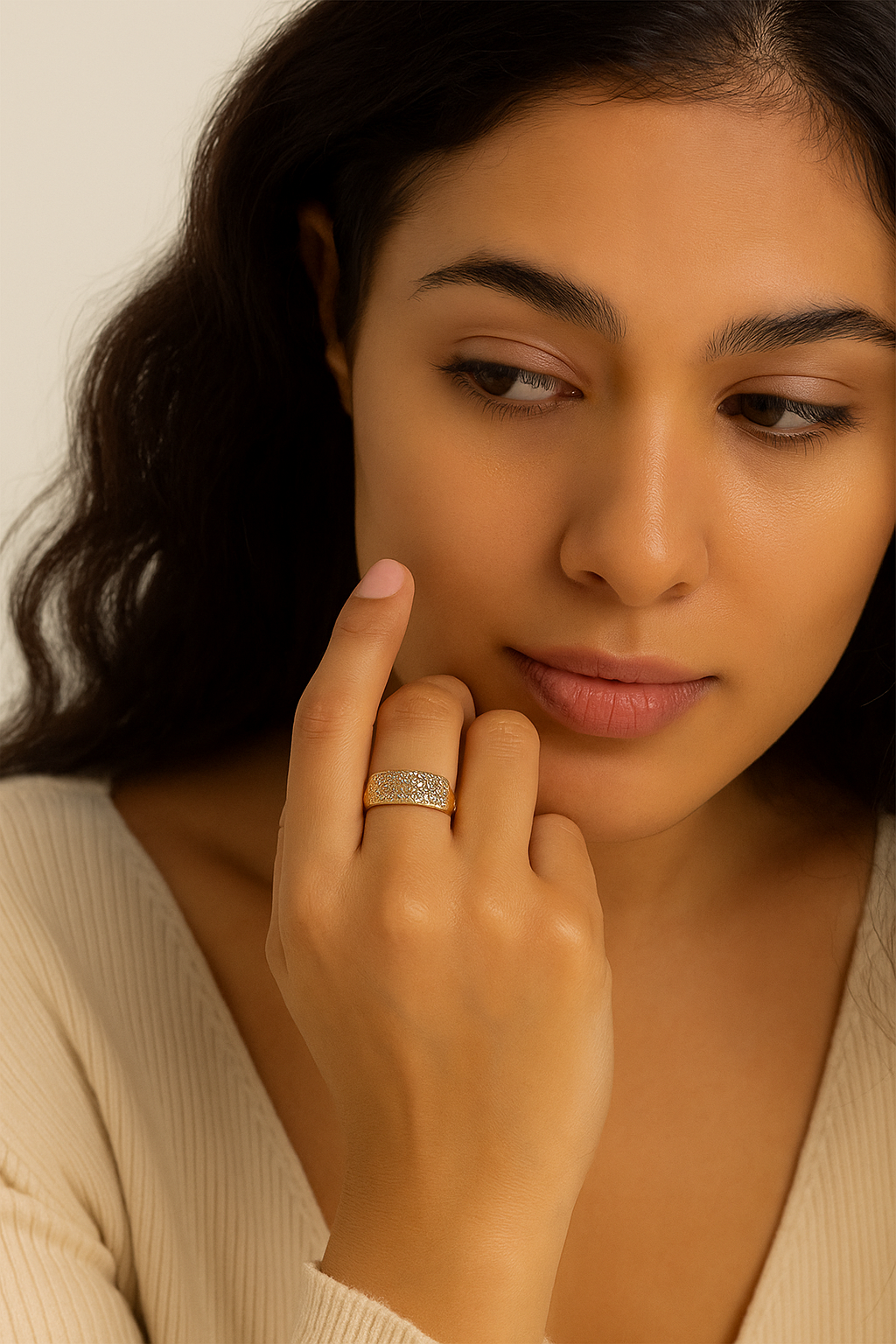 Golden Zircon Ring for Women
