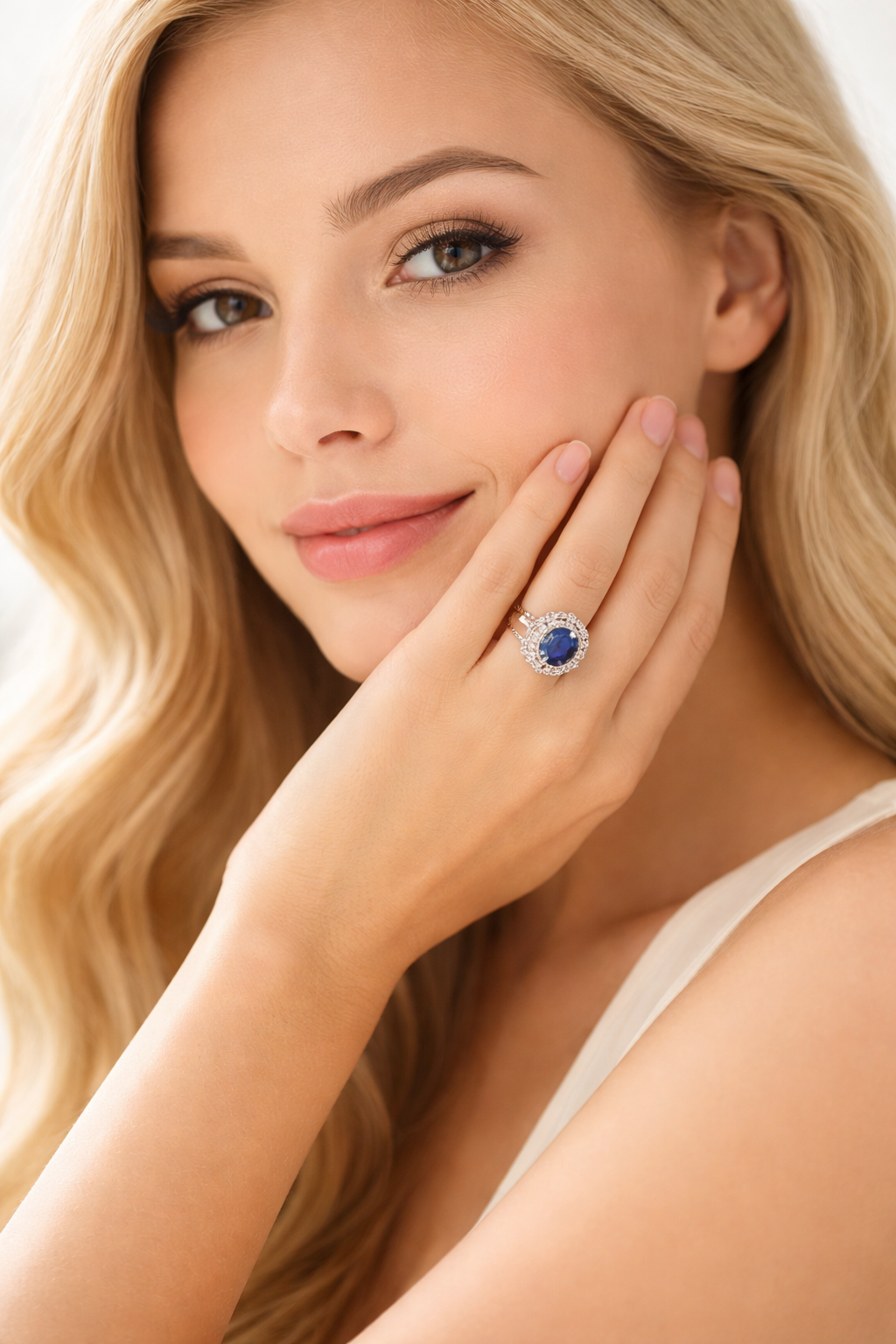 Royal Blue Sapphire Halo Ring