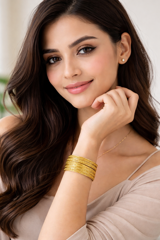 Gold Plated Pattern Bangles – Elegant Traditional Design