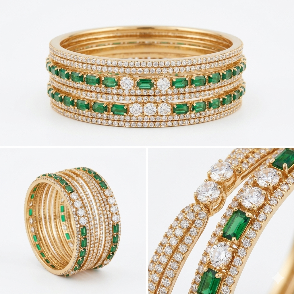 Elegant Stone Bangles – Sparkling & Stylish Design
