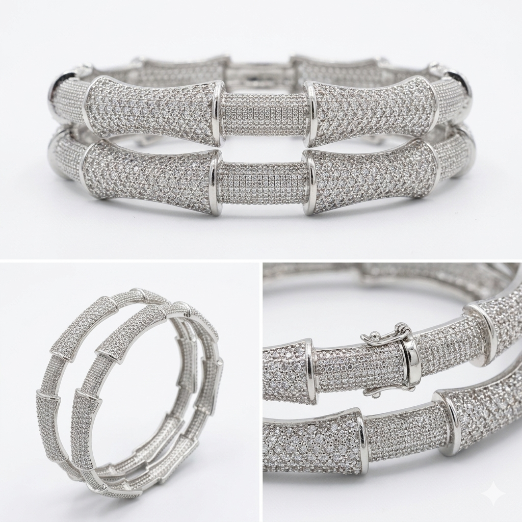 Silver Plated Bangle – Elegant Sparkle Design
