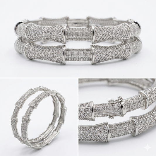 Silver Plated Bangle – Elegant Sparkle Design