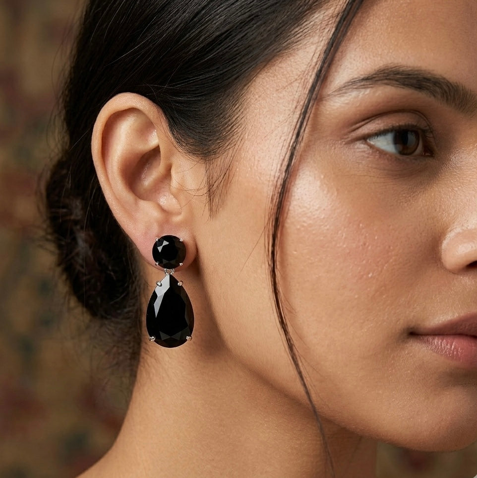Black Drop Down Earrings for Women – Elegant Party Wear Jewellery