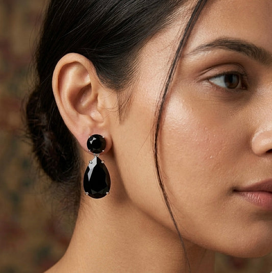 Black Drop Down Earrings for Women – Elegant Party Wear Jewellery
