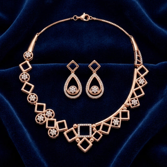 Gold Plated Necklace Set – Elegant Party Wear Jewellery Set for Women