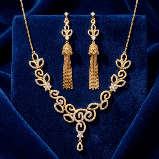Gold Plated Necklace Set – Elegant Party Wear Jewellery Set for Women