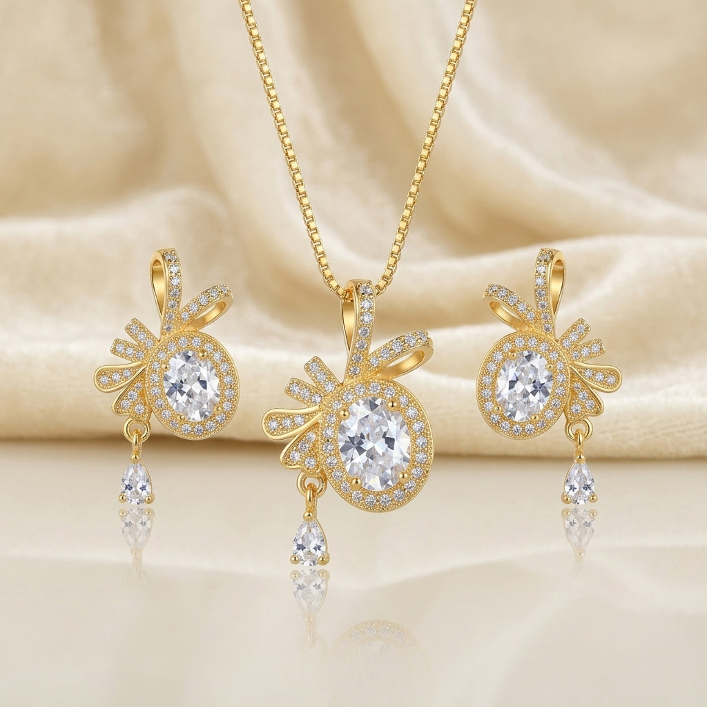 Luxury Gold Plated Pendant Set – Elegant & Timeless Design