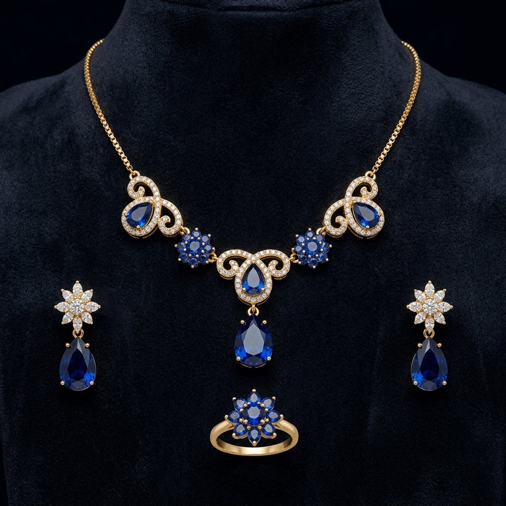 Elegant Blue Stone Jewellery Set – Luxury Statement Collection