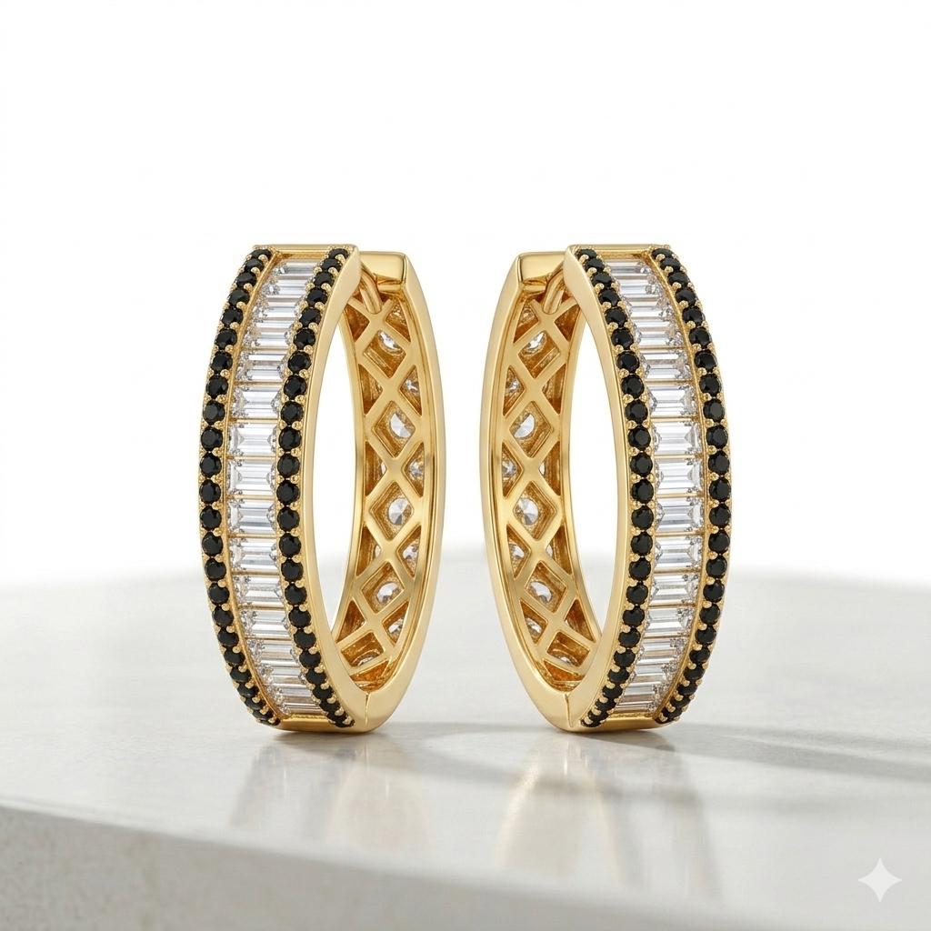 Luxury Gold-Plated Zircon Hoop (Bali) Earrings