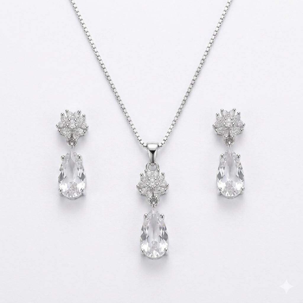 Elegant Crystal Pendant Set – Sparkling Minimalist Jewelry