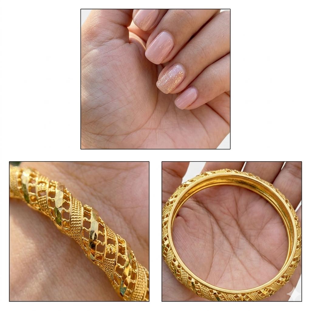 Classic Gold Round Bangle – Elegant & Timeless Design
