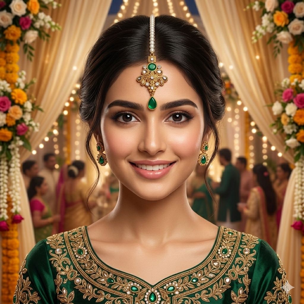Gold Plated Bindia – Elegant Traditional Forehead Jewelry
