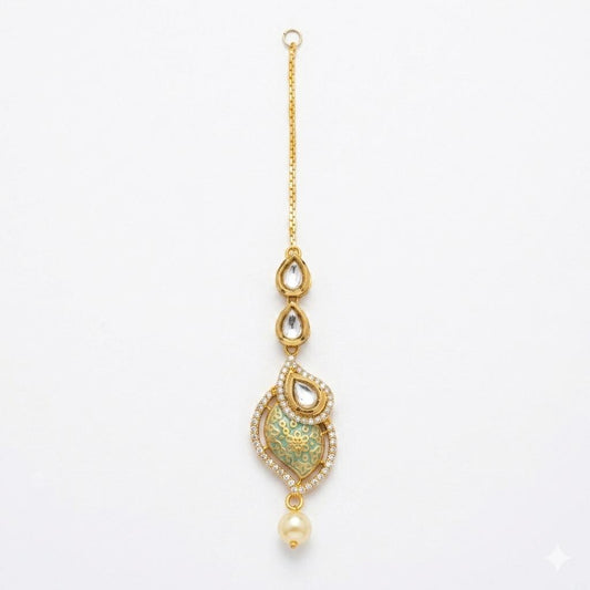 Elegant Gold Plated Bindia – Traditional & Stylish Forehead Jewelry