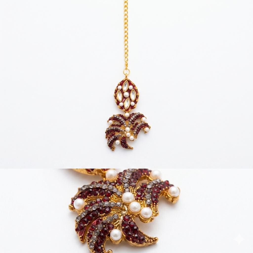 Gold Plated Bindia – Elegant Traditional Forehead Jewelry