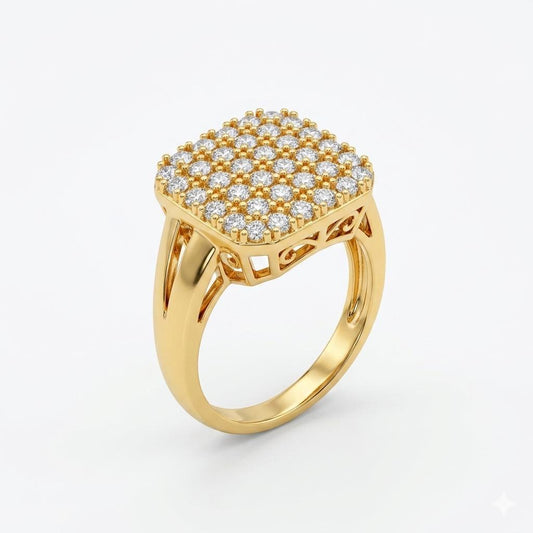 Square Zircon Ring – Elegant Princess Cut Design