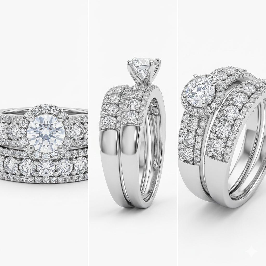 Double Zircon Ring Elegant Double Zircon Adjustable Ring for Women
