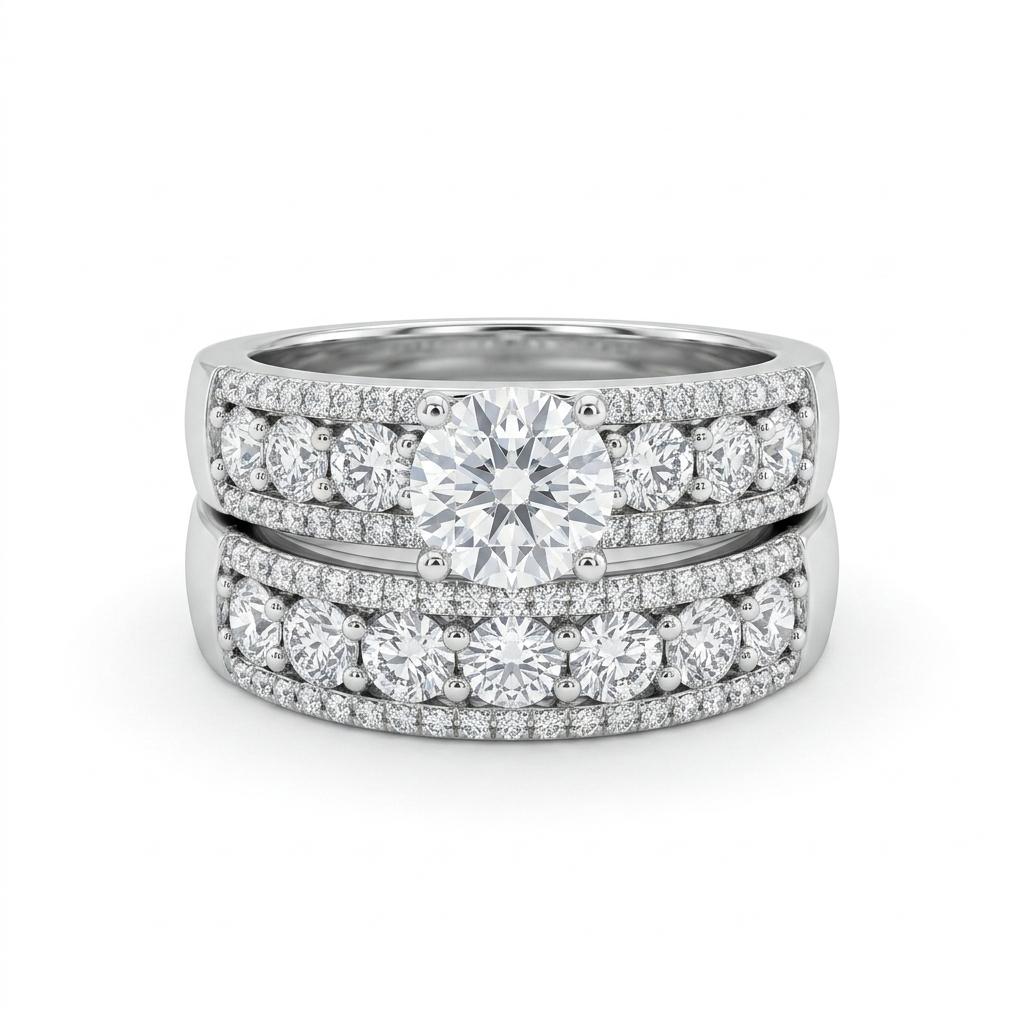 Double Zircon Ring Elegant Double Zircon Adjustable Ring for Women