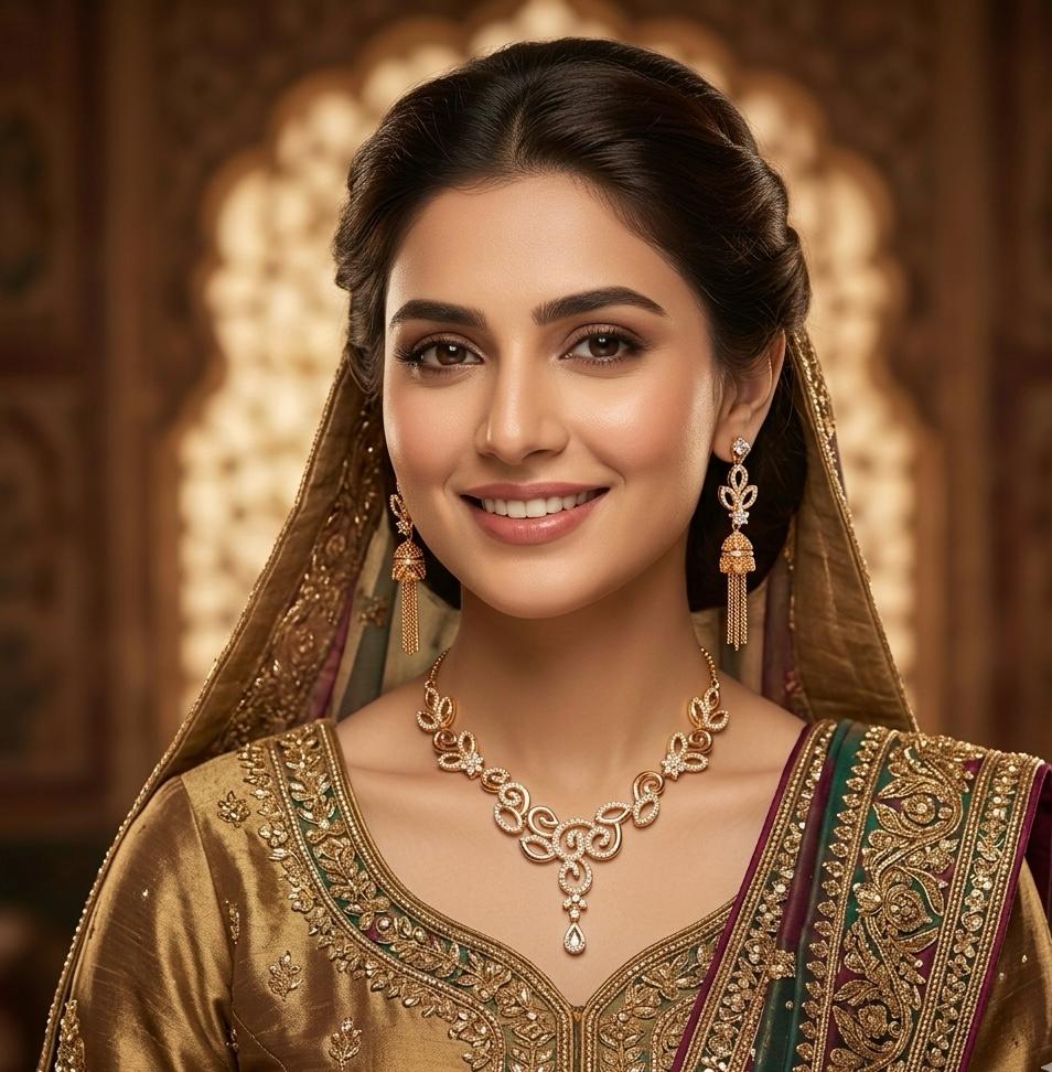 Gold Plated Necklace Set – Elegant Party Wear Jewellery Set for Women