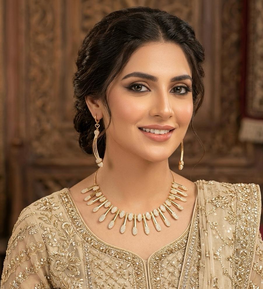 Gold Plated Necklace Set – Elegant Party Wear Jewellery Set for Women