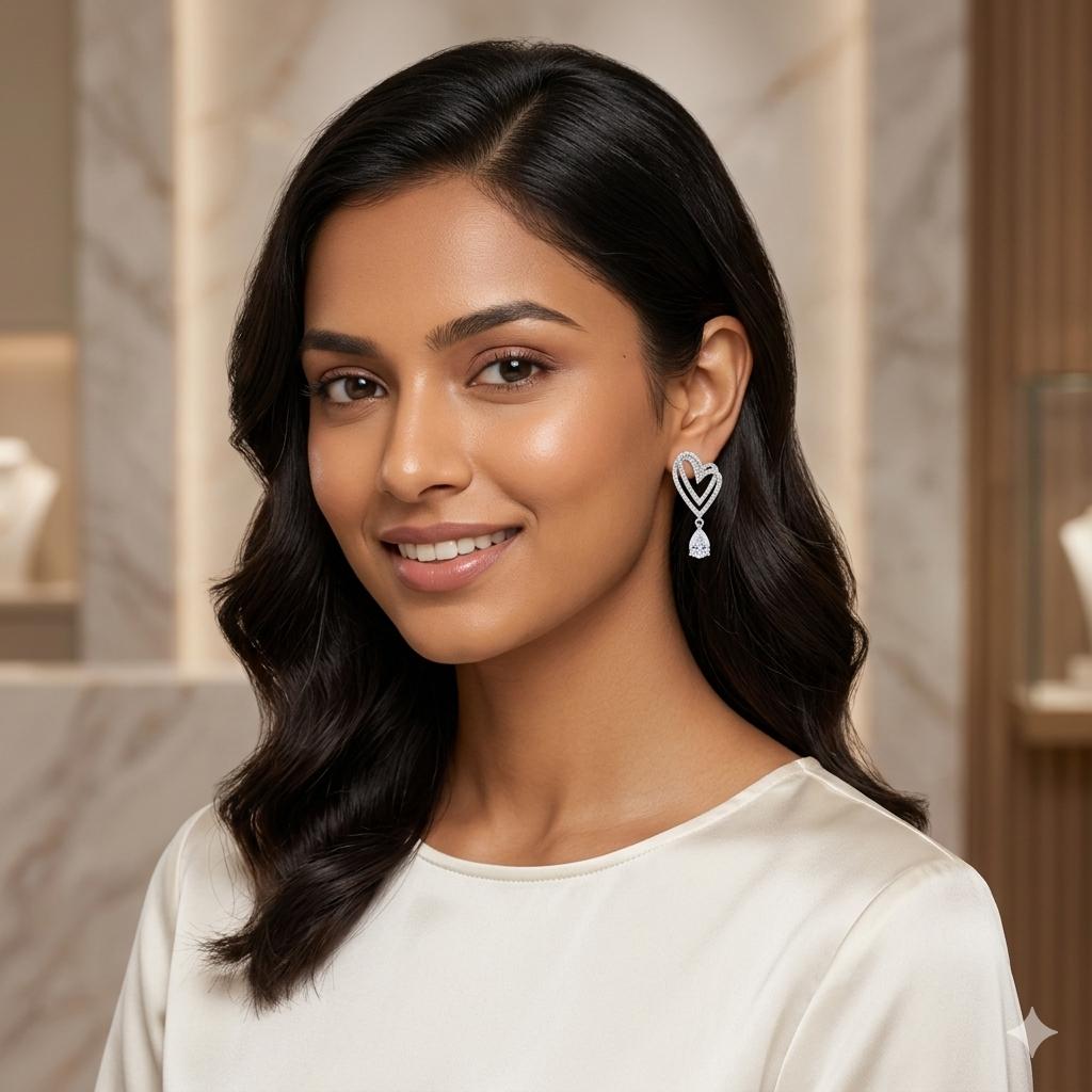 White Zircon Gold Plated Stud Earrings