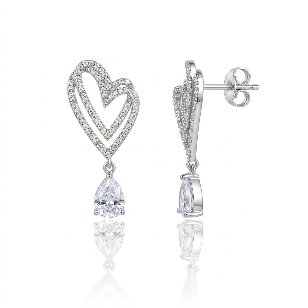 White Zircon Gold Plated Stud Earrings