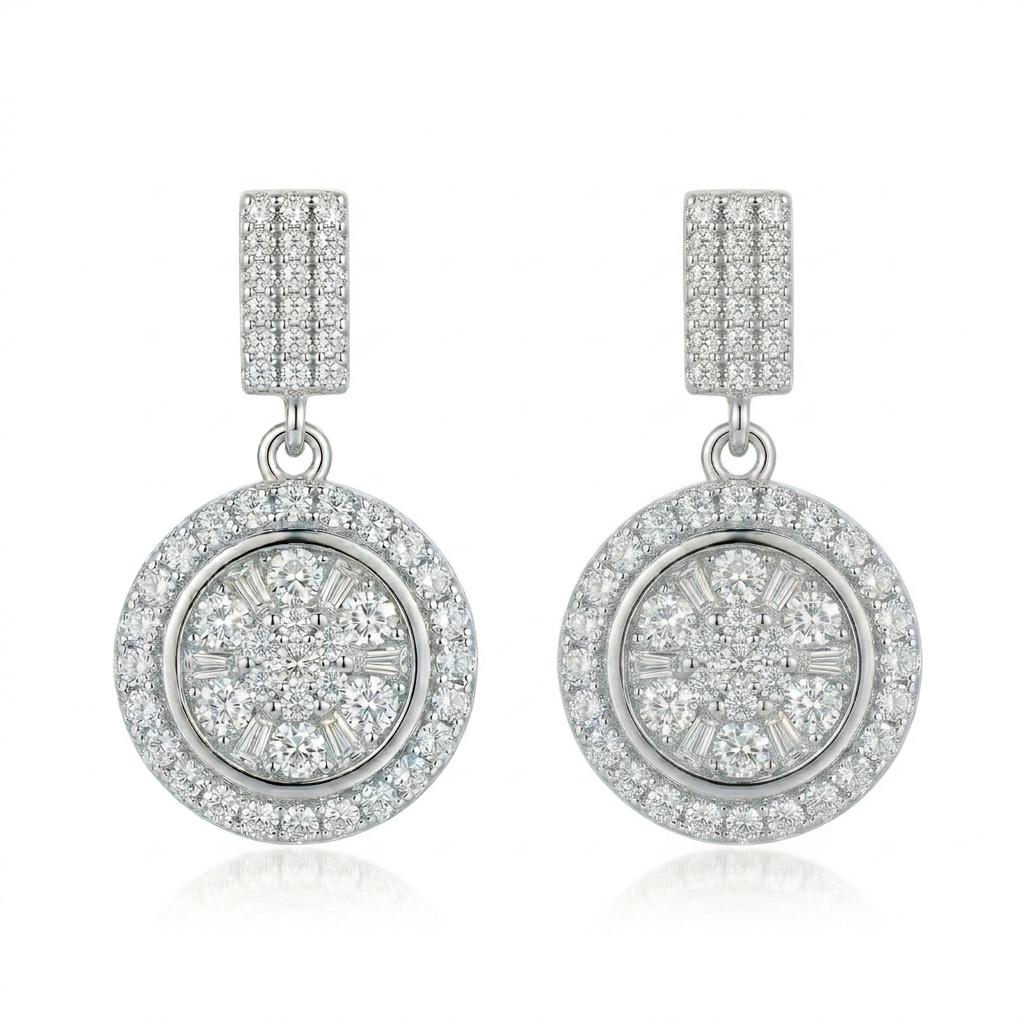 Silver Zircon Hanging Earrings