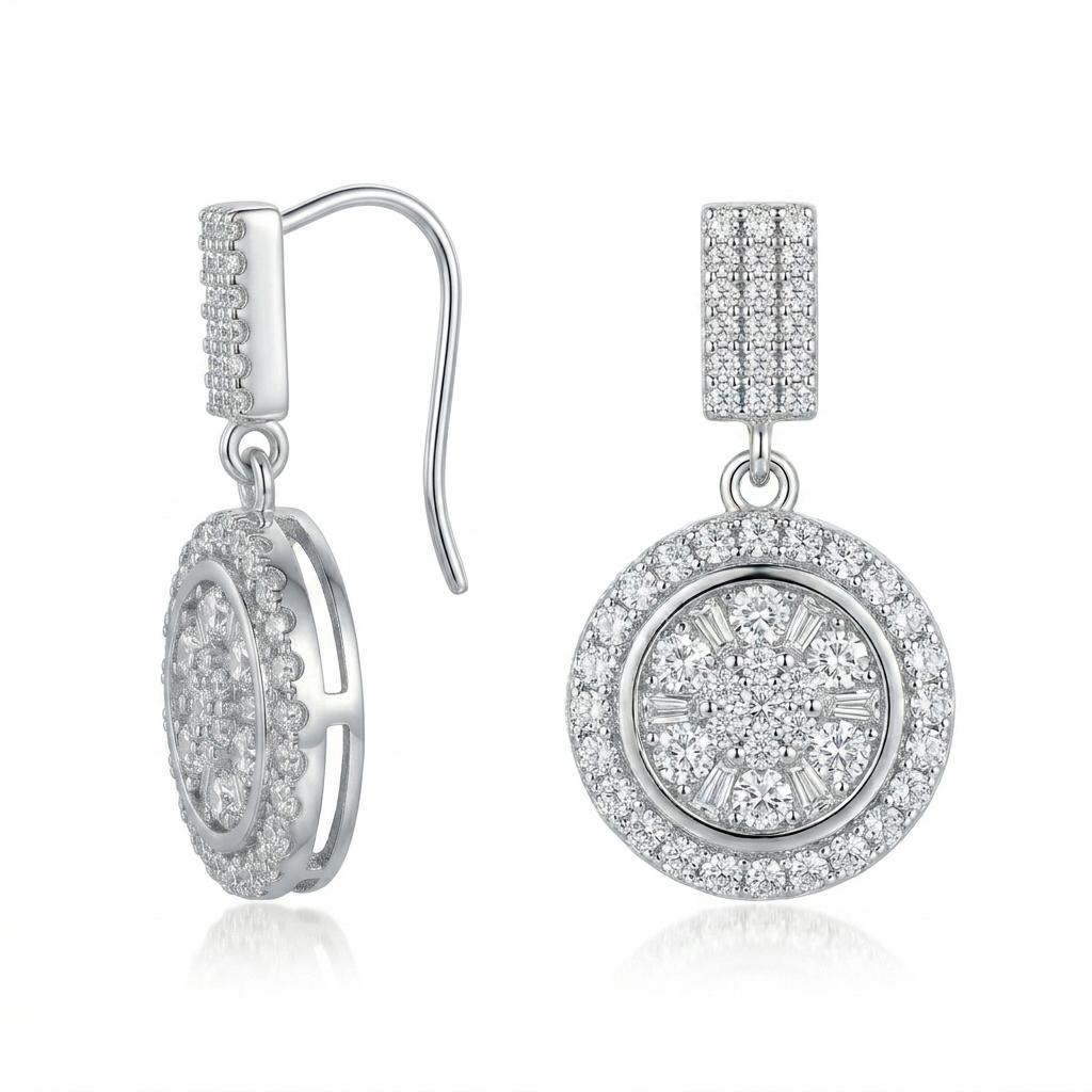 Silver Zircon Hanging Earrings