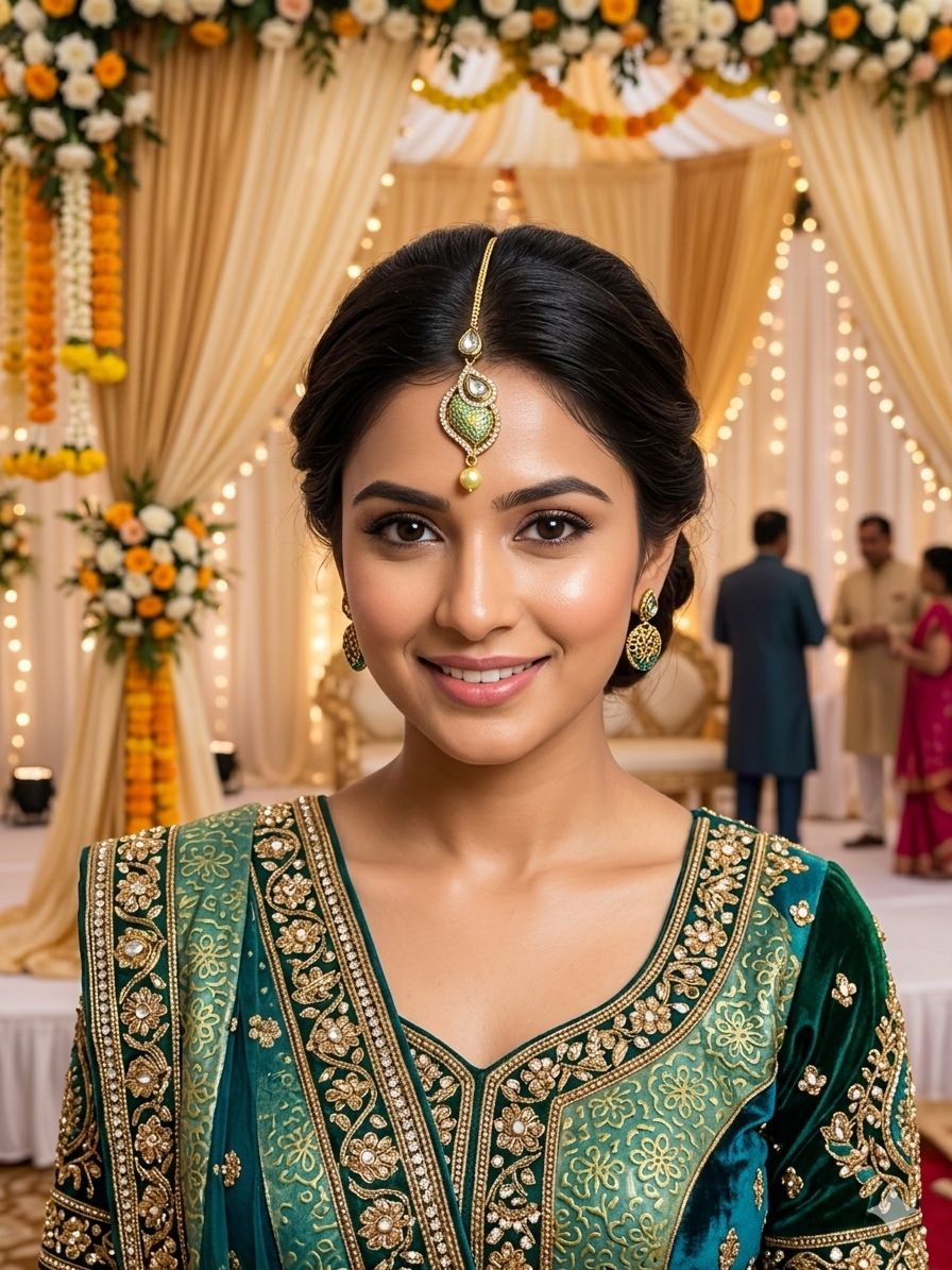 Elegant Gold Plated Bindia – Traditional & Stylish Forehead Jewelry