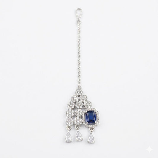 Blue Stone Bindia – Elegant Traditional Forehead Jewelry