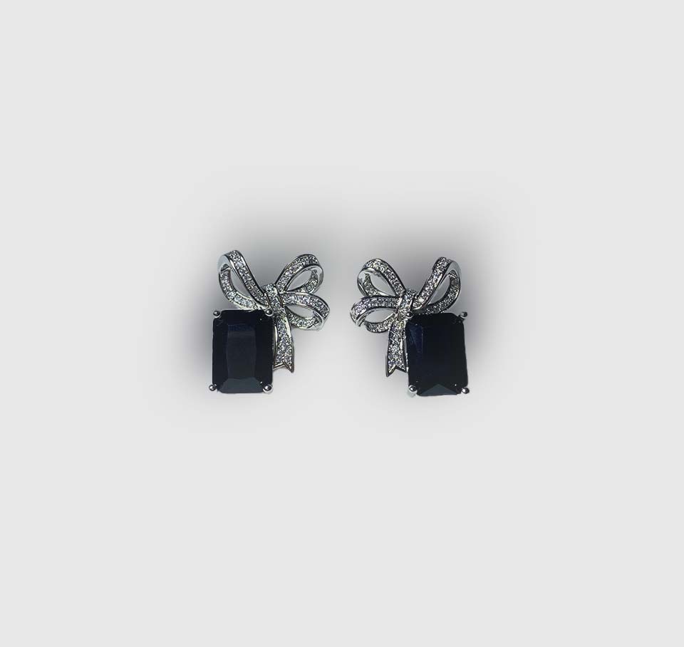 Black & Silver Stud Earrings for Women