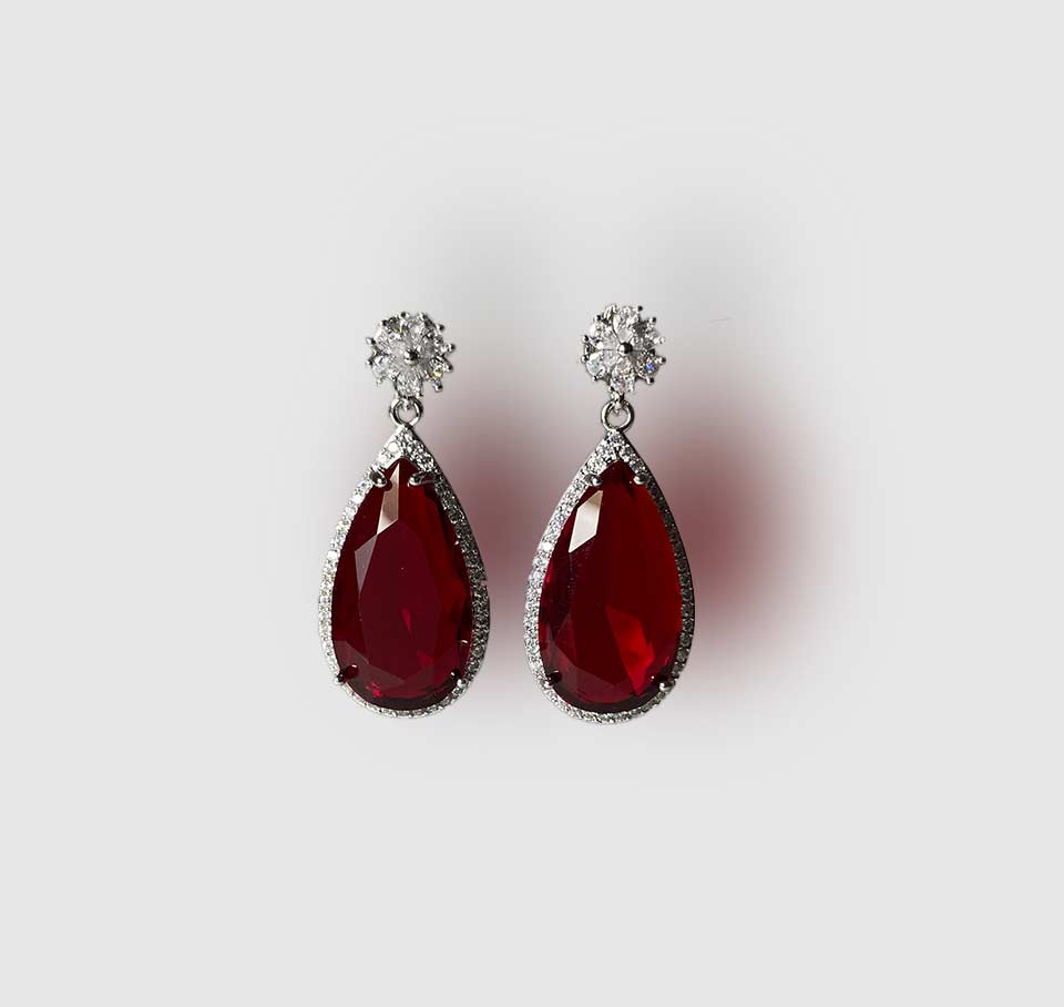 Royal Ruby Red Teardrop Crystal Earrings – Luxury Statement Drops