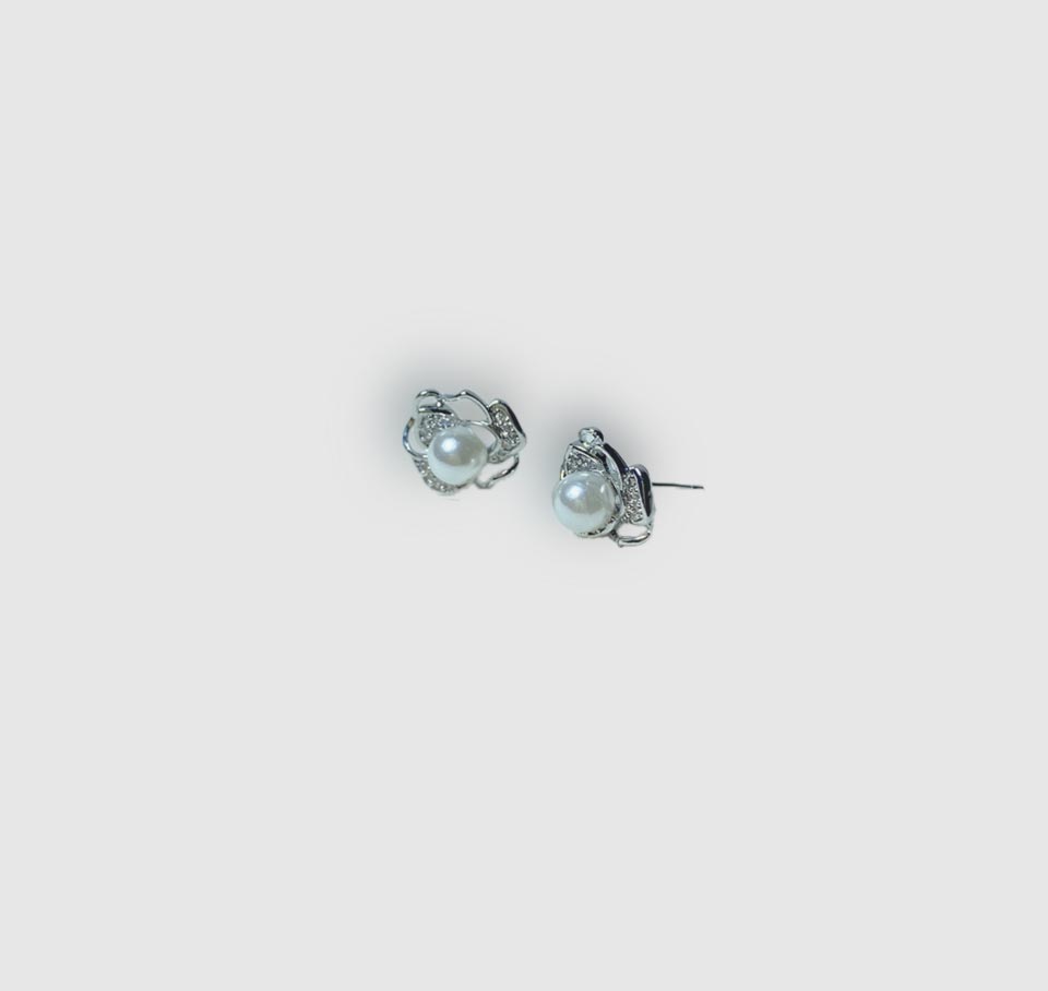 Classic Pearl Silver Stud Earrings