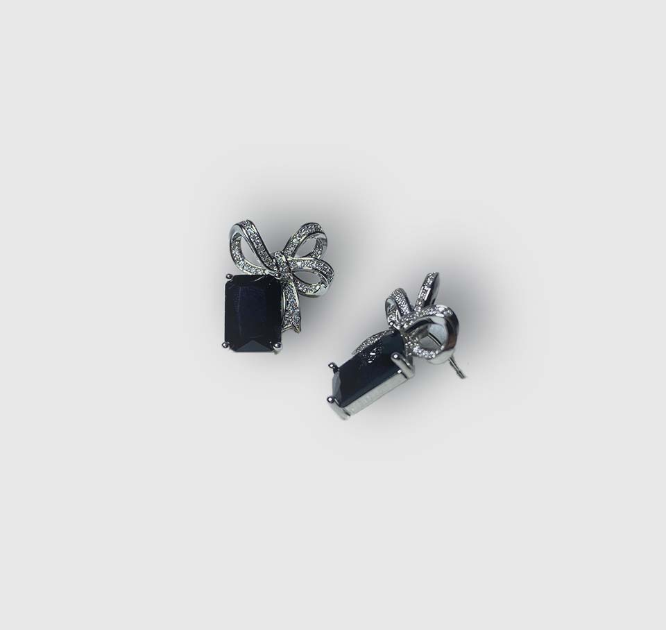 Black & Silver Stud Earrings for Women